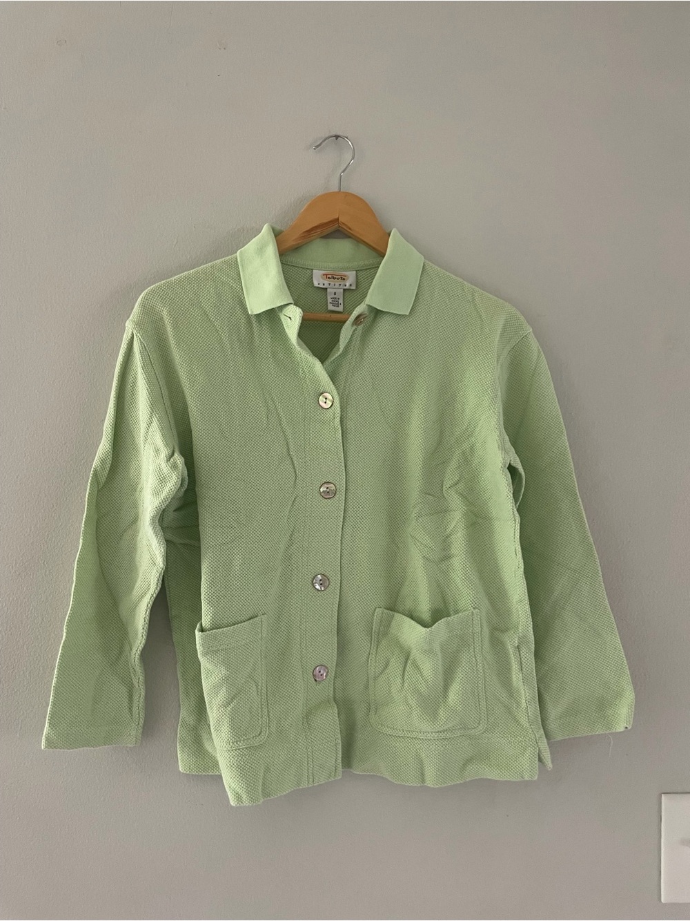 Talbots Light Green Button-Front Vintage Cardigan